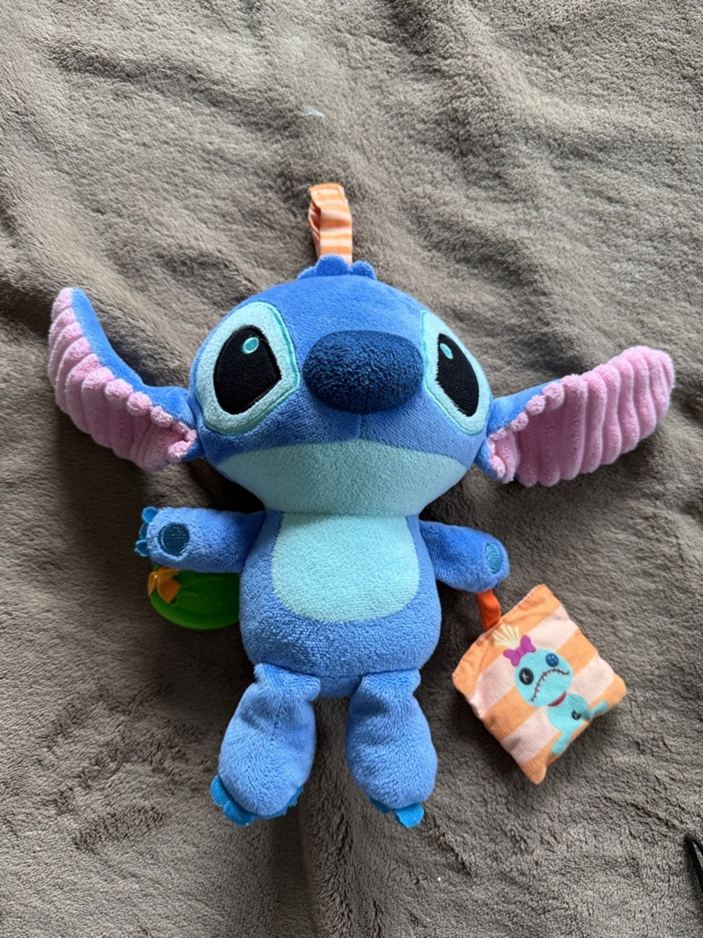 Disney Blue and Pink Stitch Plush Toy with Orange Accents